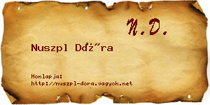 Nuszpl Dóra névjegykártya